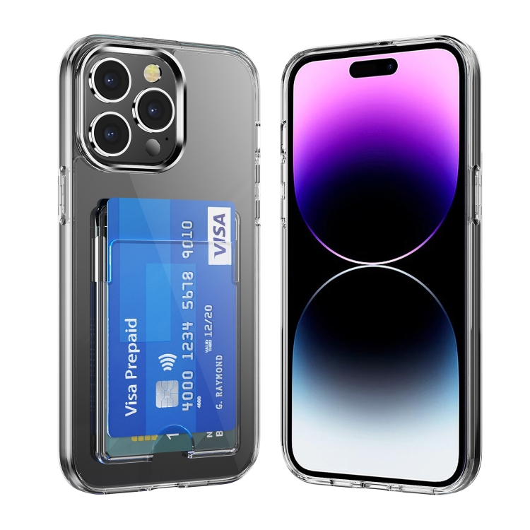  iPhone 15 Pro Skal AirBag Med Kortfack Transparent