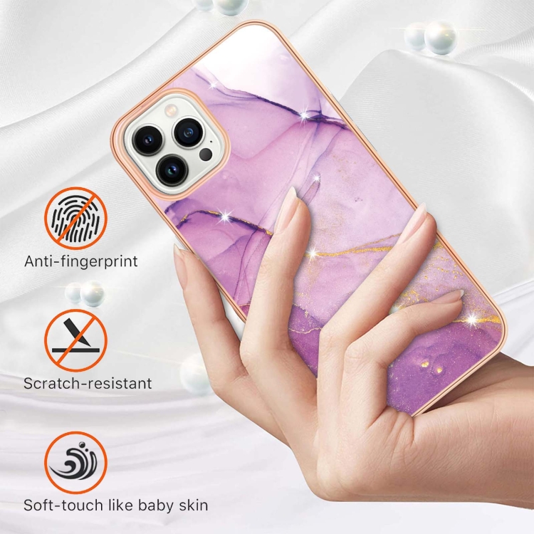  iPhone 15 Pro Skal Marmor TPU Lila