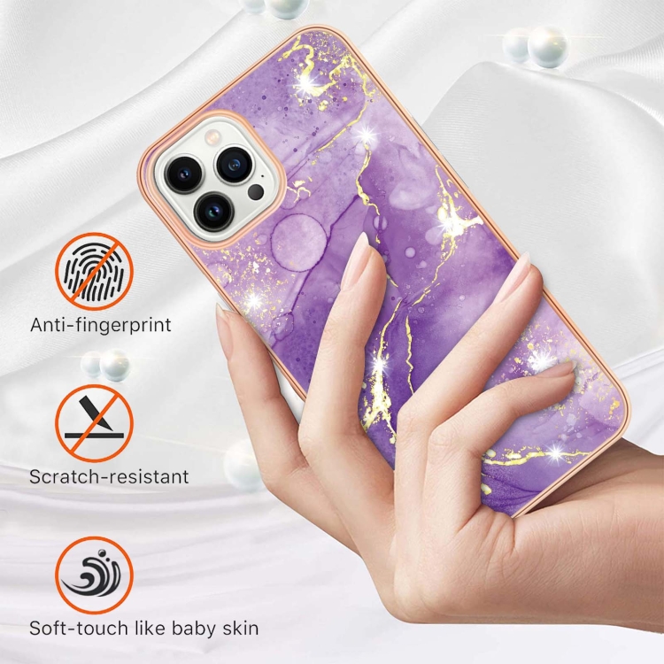  iPhone 15 Pro Skal Marmor TPU Lila