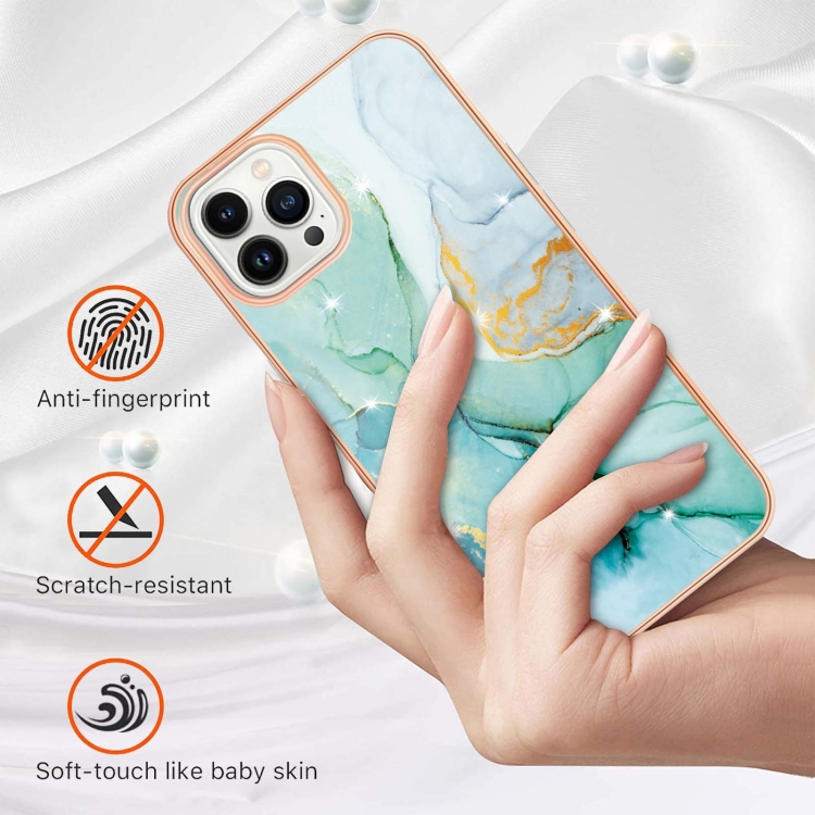  iPhone 15 Pro Skal Marmor TPU Grön