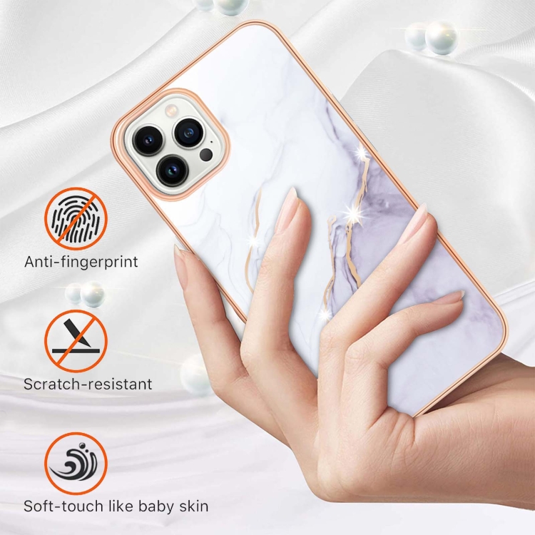  iPhone 15 Pro Skal Marmor TPU Vit