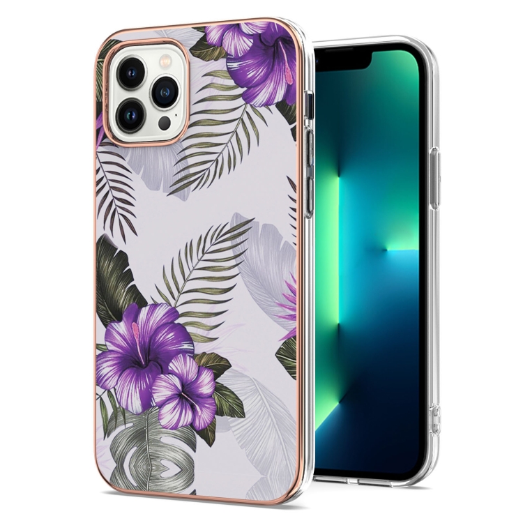 iPhone 15 Pro Skal Med Tryck Lila Blommor