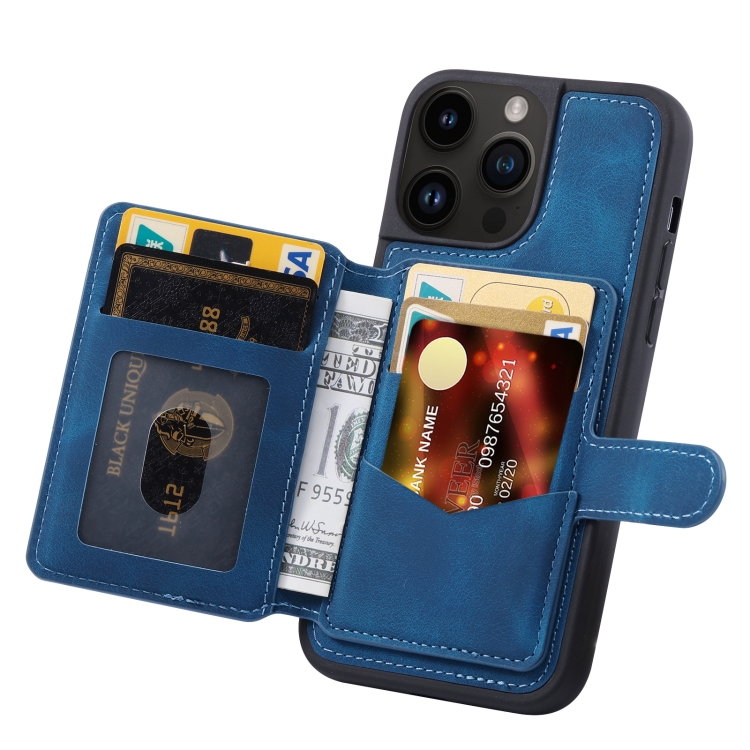  iPhone 15 Pro Skal RFID Med Plånboksfunktion Blå