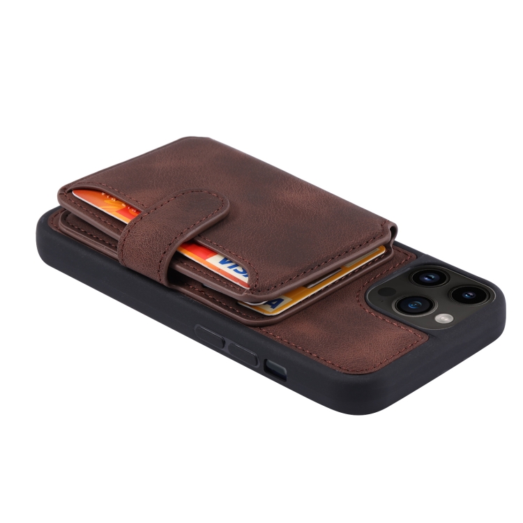  iPhone 15 Pro Skal RFID Med Plånboksfunktion Brun