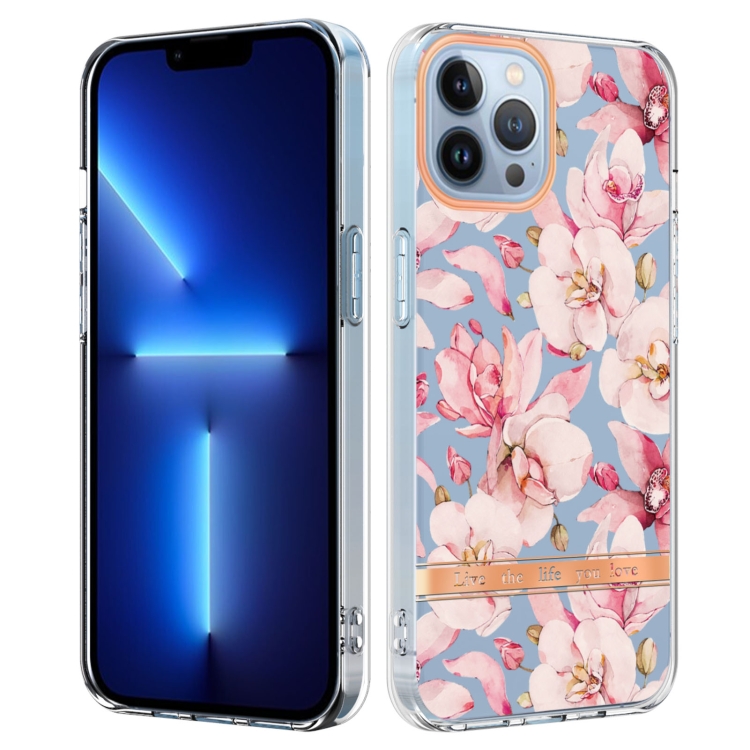  iPhone 15 Pro Skal Med Tryck Rosa Gardenia