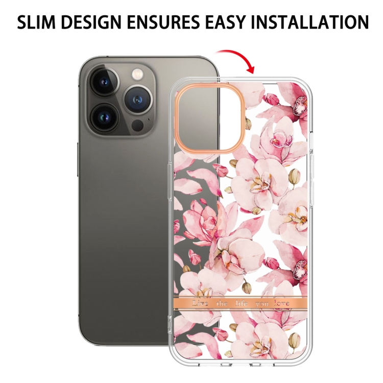  iPhone 15 Pro Skal Med Tryck Rosa Gardenia