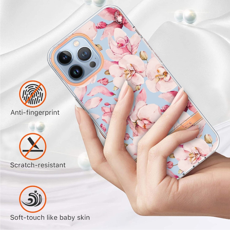  iPhone 15 Pro Skal Med Tryck Rosa Gardenia