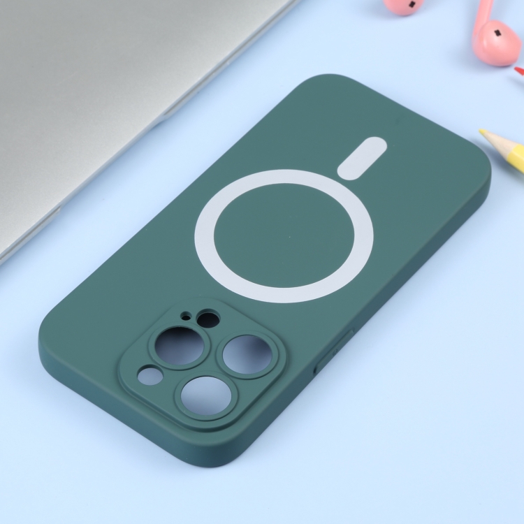  iPhone 15 Pro Skal MagSafe Liquid Silikon Mörk Grön