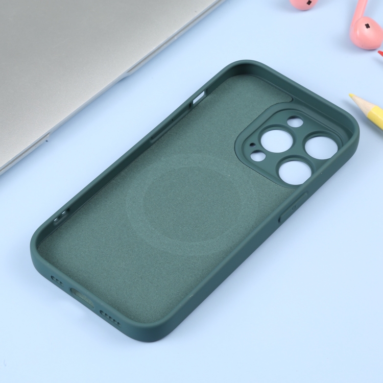  iPhone 15 Pro Skal MagSafe Liquid Silikon Mörk Grön