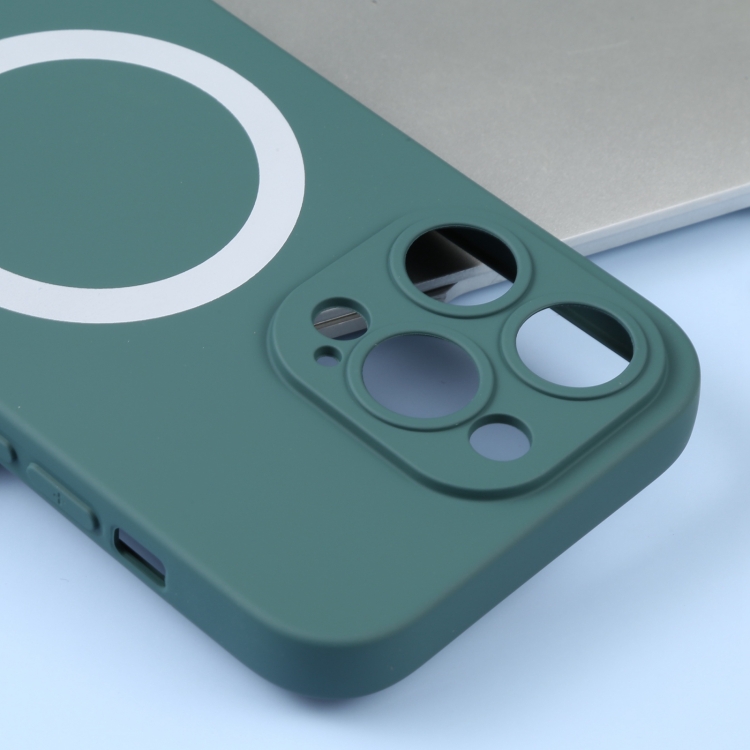  iPhone 15 Pro Skal MagSafe Liquid Silikon Mörk Grön