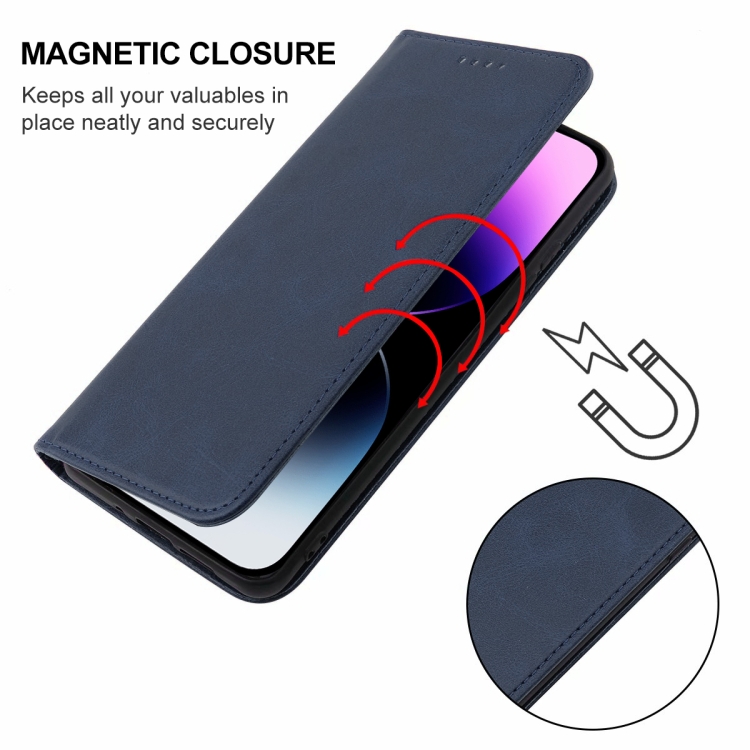  iPhone 15 Pro Fodral Flip Läder Blå