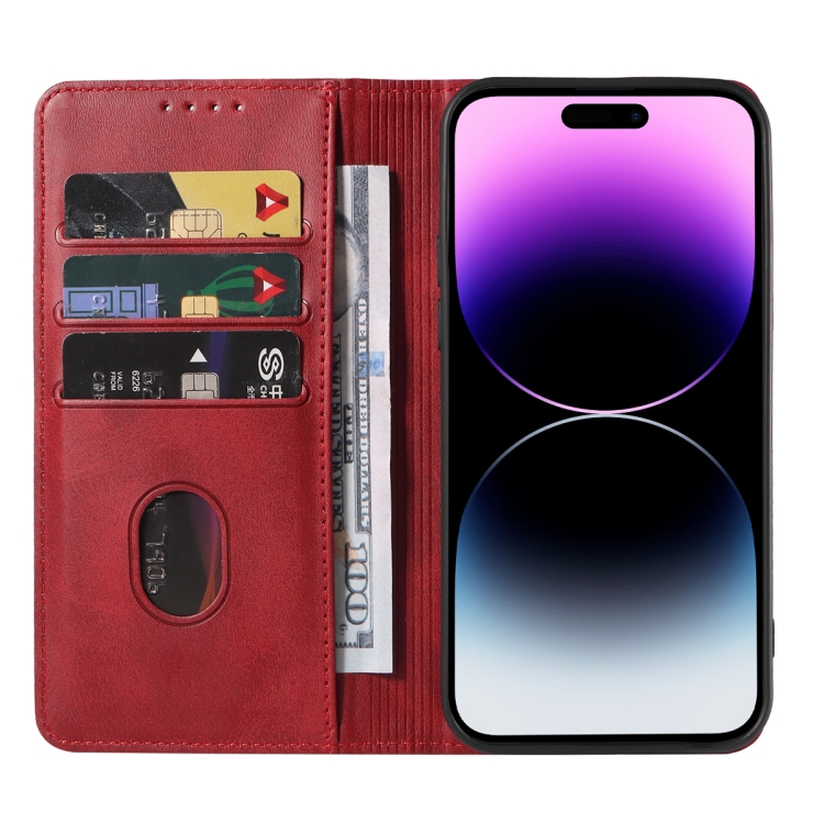  iPhone 15 Pro Fodral Flip Läder Röd