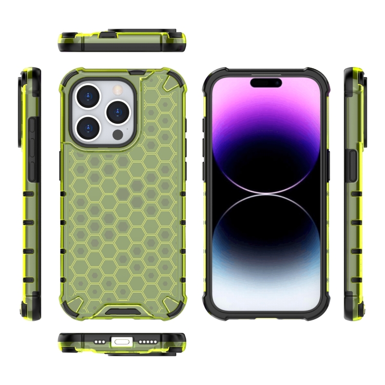  iPhone 15 Pro Skal Shockproof Honeycomb Grön