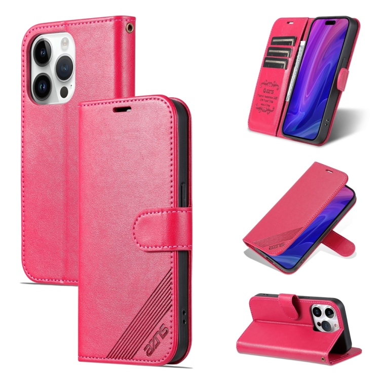 AZNS AZNS iPhone 15 Pro Fodral Läder Rosaröd