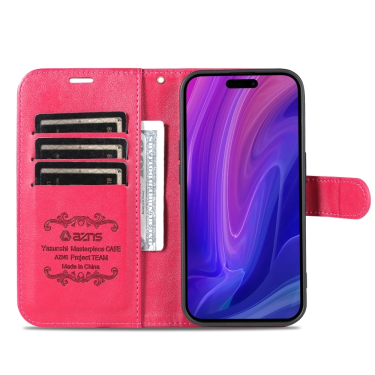 AZNS AZNS iPhone 15 Pro Fodral Läder Rosaröd