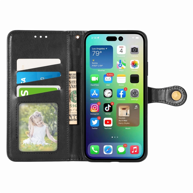  iPhone 15 Pro Fodral Solid Med Magnetisk Mässing Svart