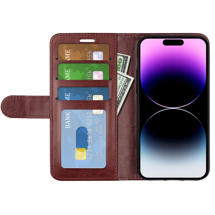  iPhone 15 Pro Plånboksfodral Läder Brun