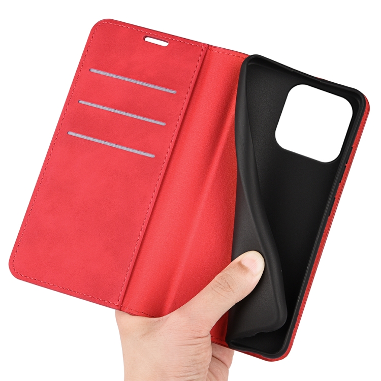  iPhone 15 Pro Fodral Flip Retro Läder Röd