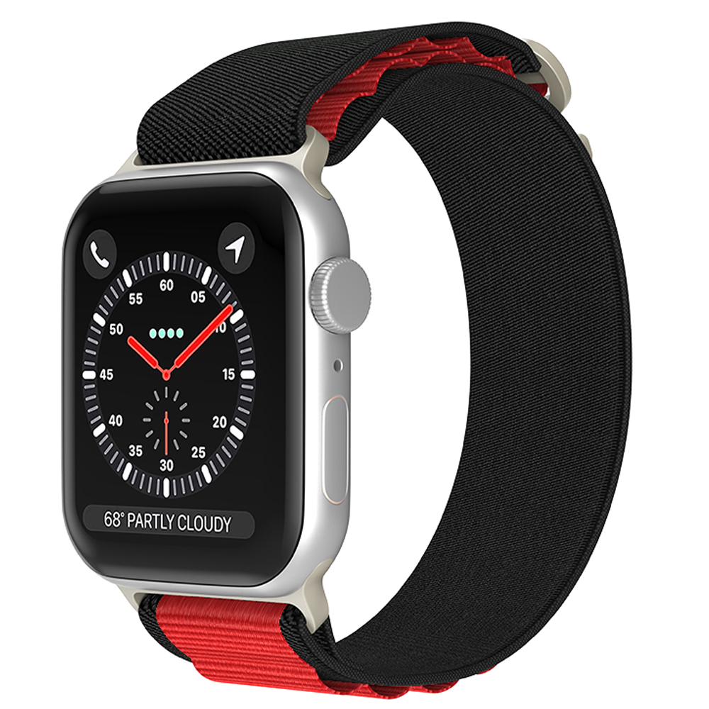 ColorPop Apple Watch 42/44/45/46/49 mm Armband Alpine Pro Loop Svart/Röd