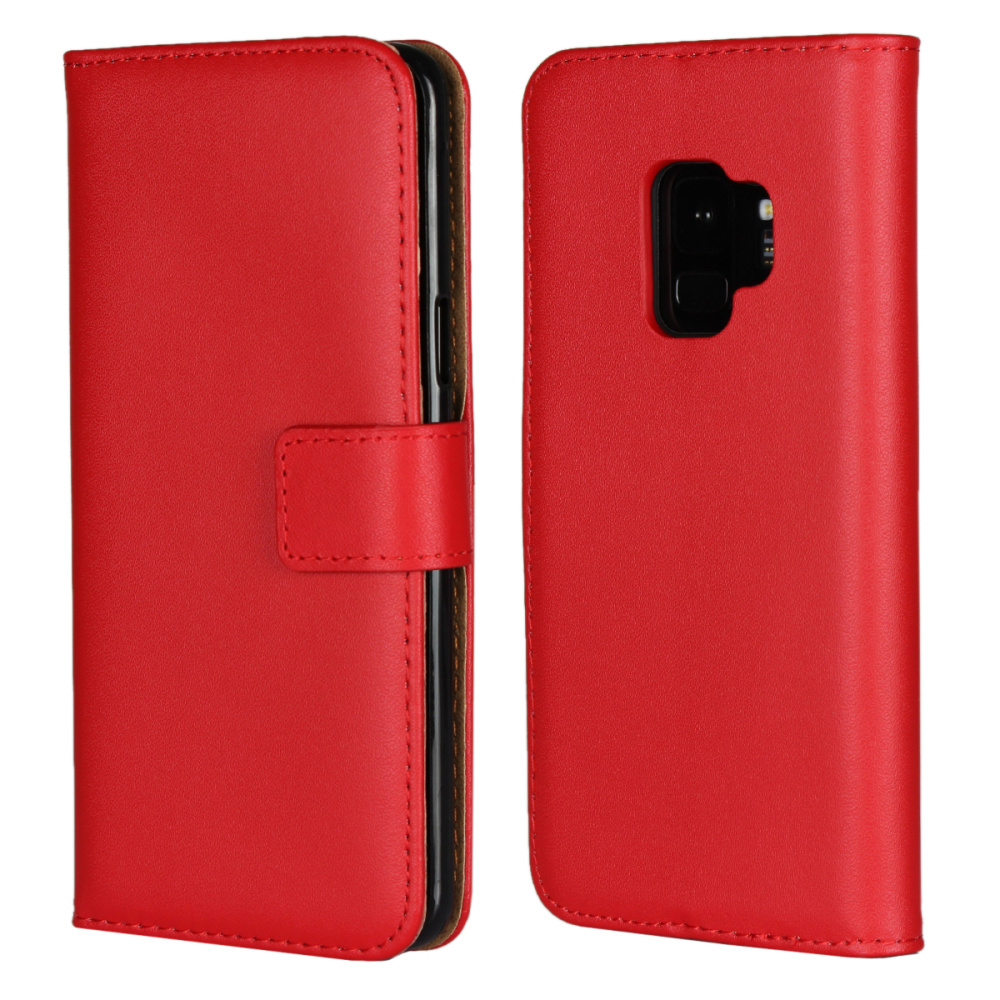  Samsung S9 Plus - Plånboksfodral I Äkta Läder - Röd