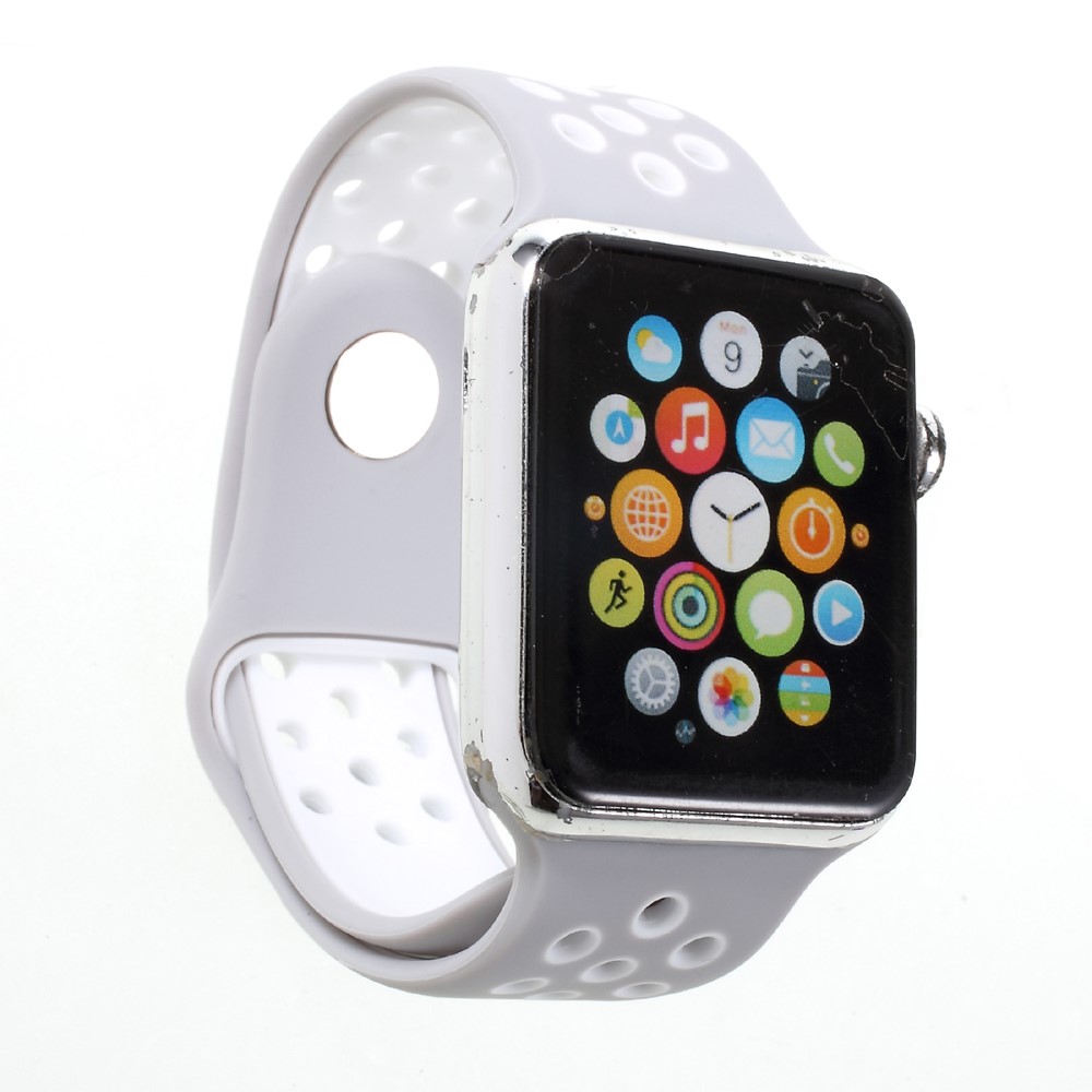  Ihåligt Silikon Armband Apple Watch 42/44/45/46/49 mm Grå/Vit