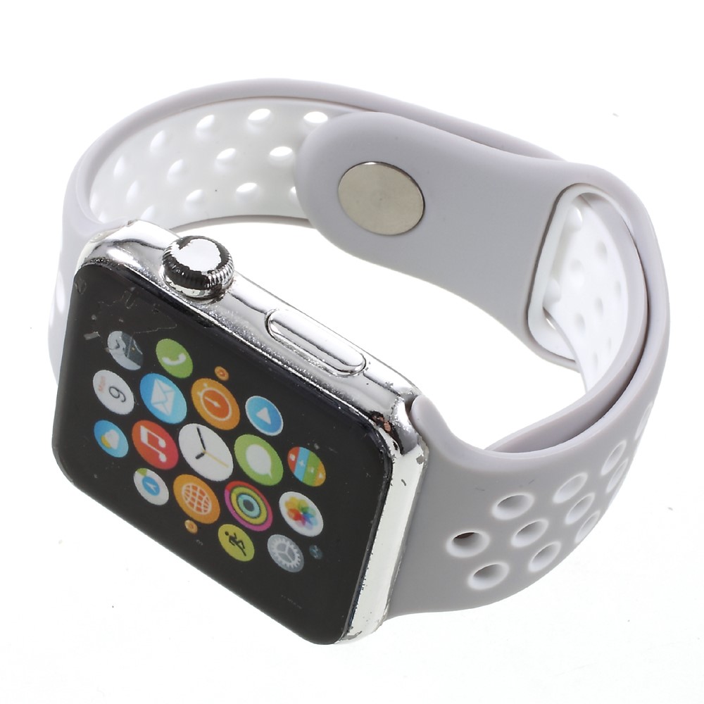  Ihåligt Silikon Armband Apple Watch 42/44/45/46/49 mm Grå/Vit