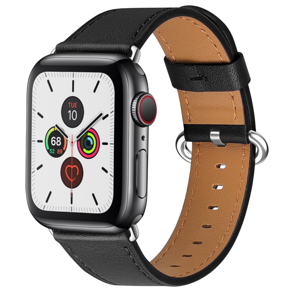  Äkta Läder Armband Apple Watch 42/41/40/38 mm - Svart
