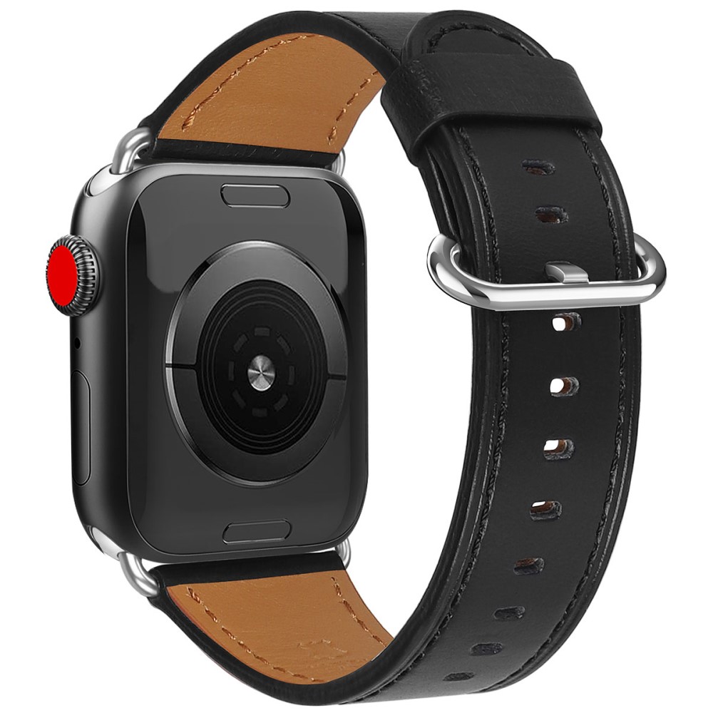  Äkta Läder Armband Apple Watch 42/41/40/38 mm - Svart