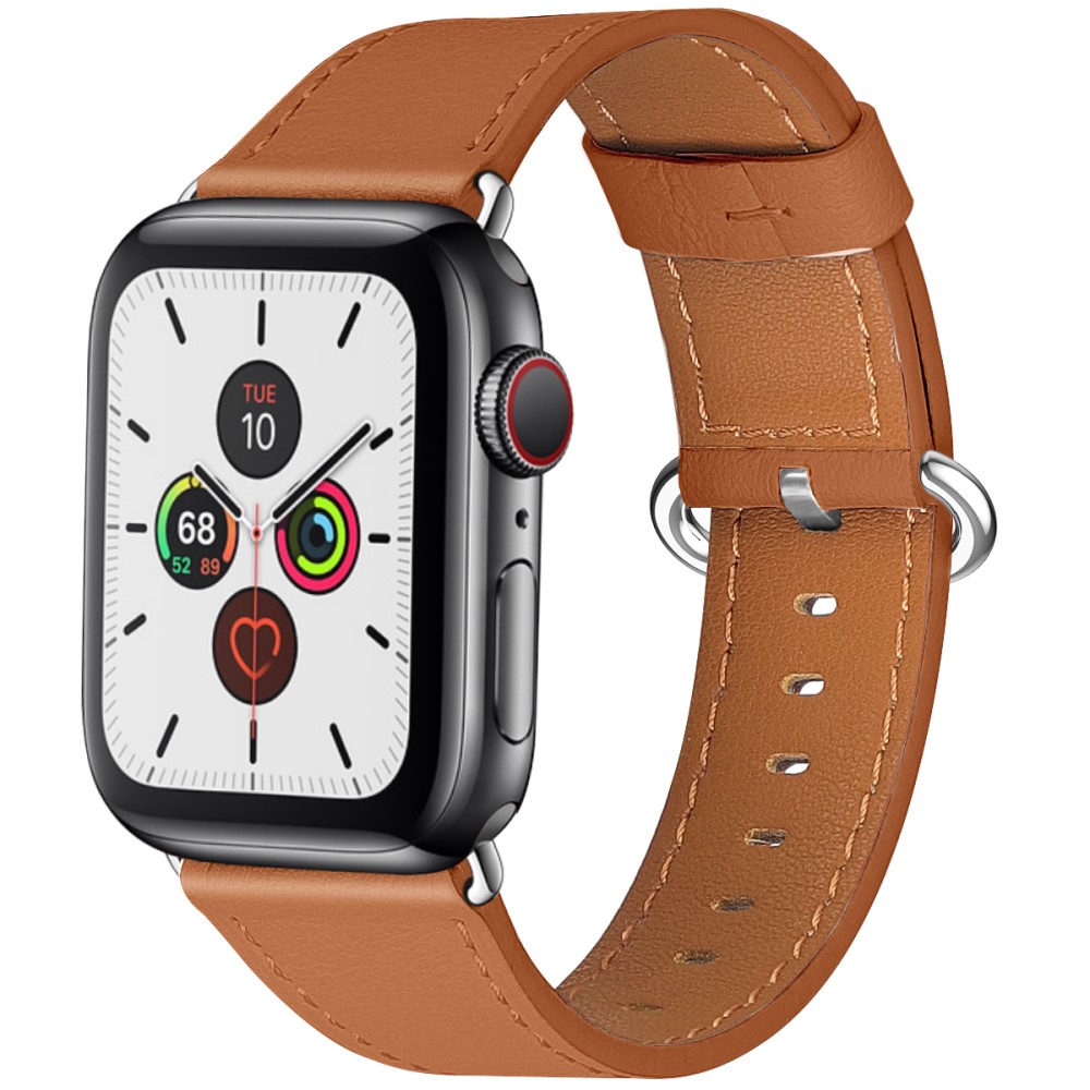  Äkta Läder Armband Apple Watch 42/44/45/46/49 mm Brun