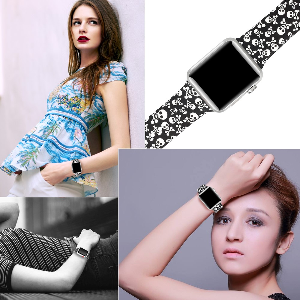  Silikon Armband Apple Watch 42/41/40/38 mm - Döskallar