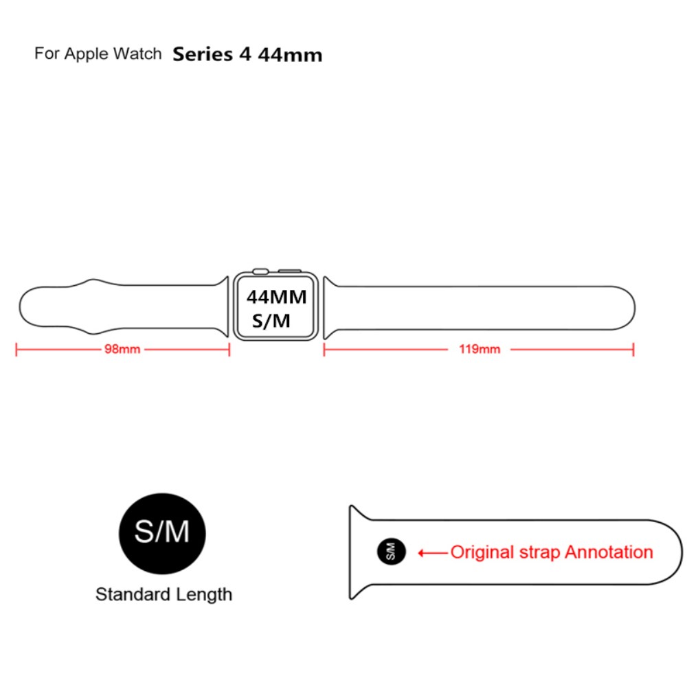  Silikon Armband Apple Watch 42/44/45/46/49 mm (S/M) Svart