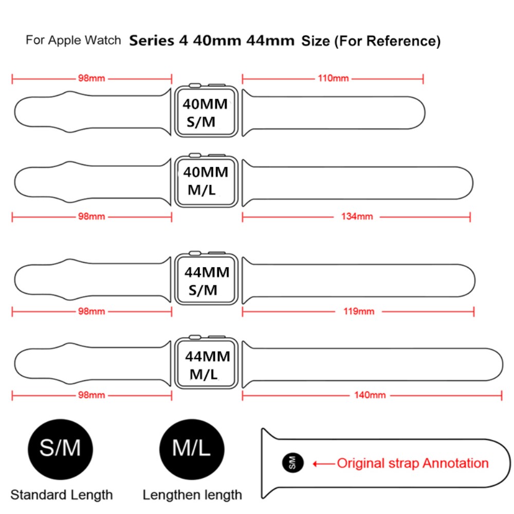  Silikon Armband Apple Watch 42/41/40/38 mm (M/L) - Svart