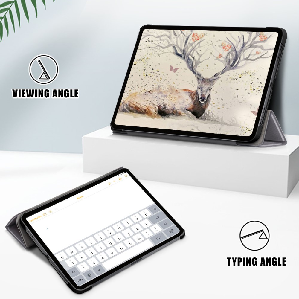  iPad Air 2026-2020 Fodral Tri-Fold Litchi Grå