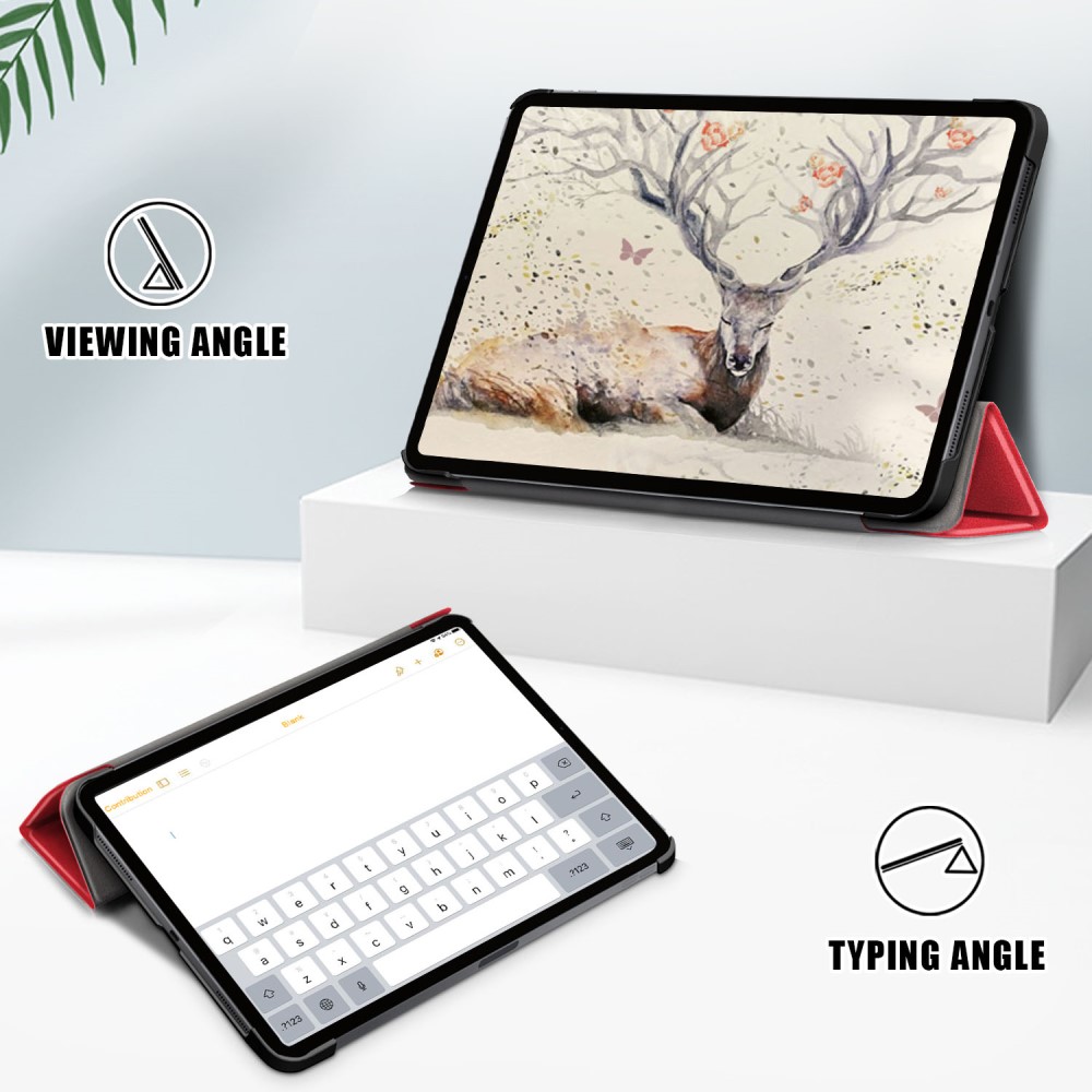  iPad Air 2026-2020 Fodral Tri-Fold Litchi Röd