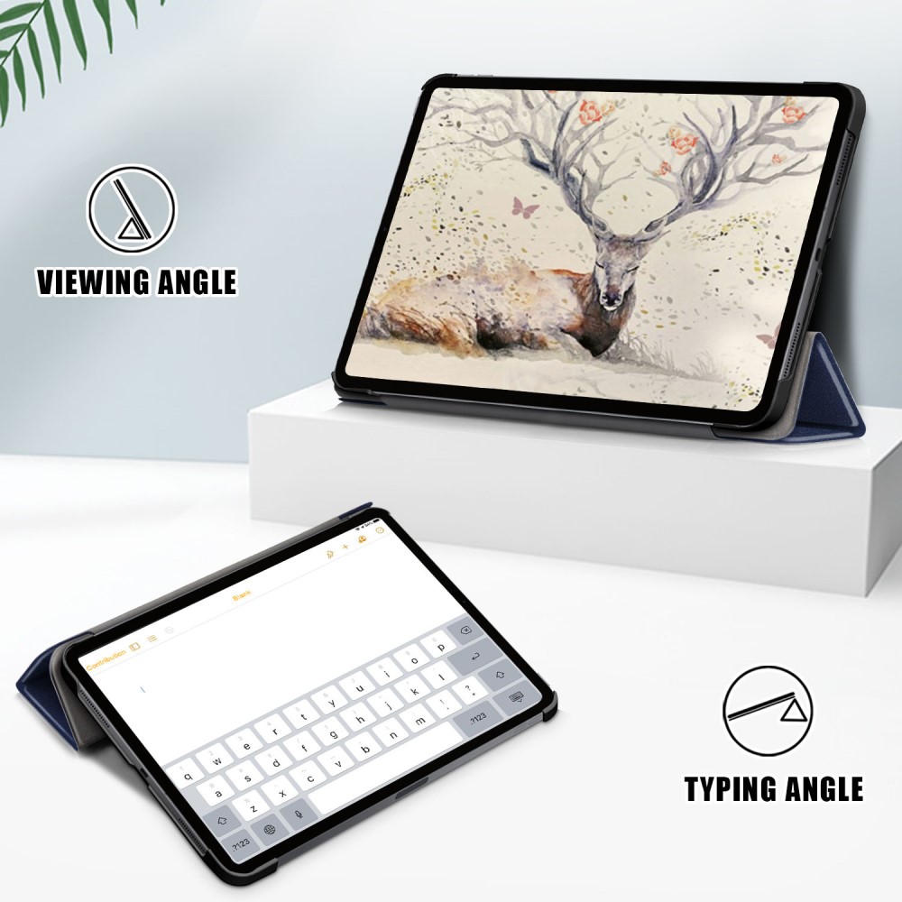  iPad Air 2026-2020 Fodral Tri-Fold Litchi Blå