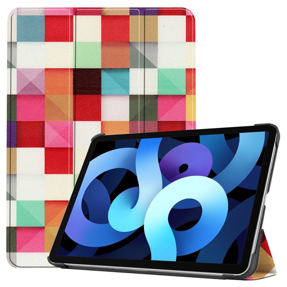  iPad Air 2026-2020 Fodral Tri-Fold Färgade Fyrkanter