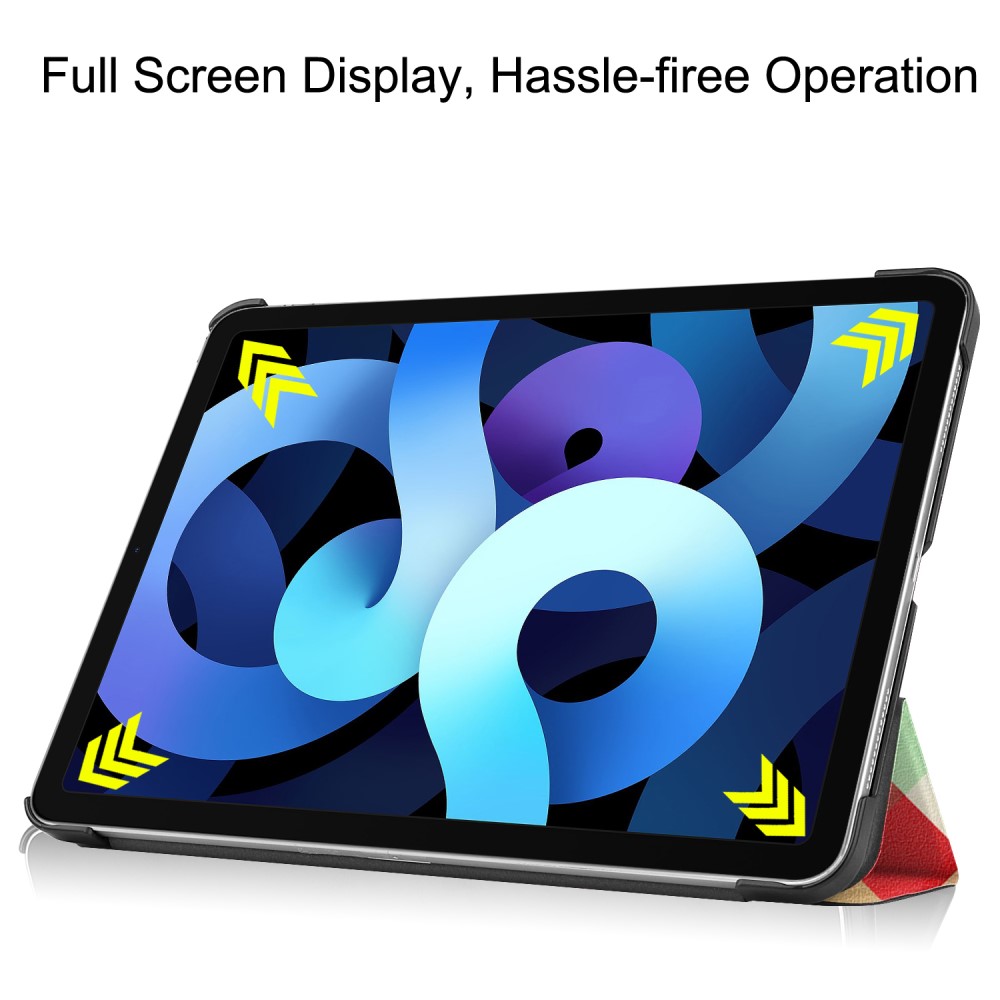  iPad Air 2026-2020 Fodral Tri-Fold Färgade Fyrkanter