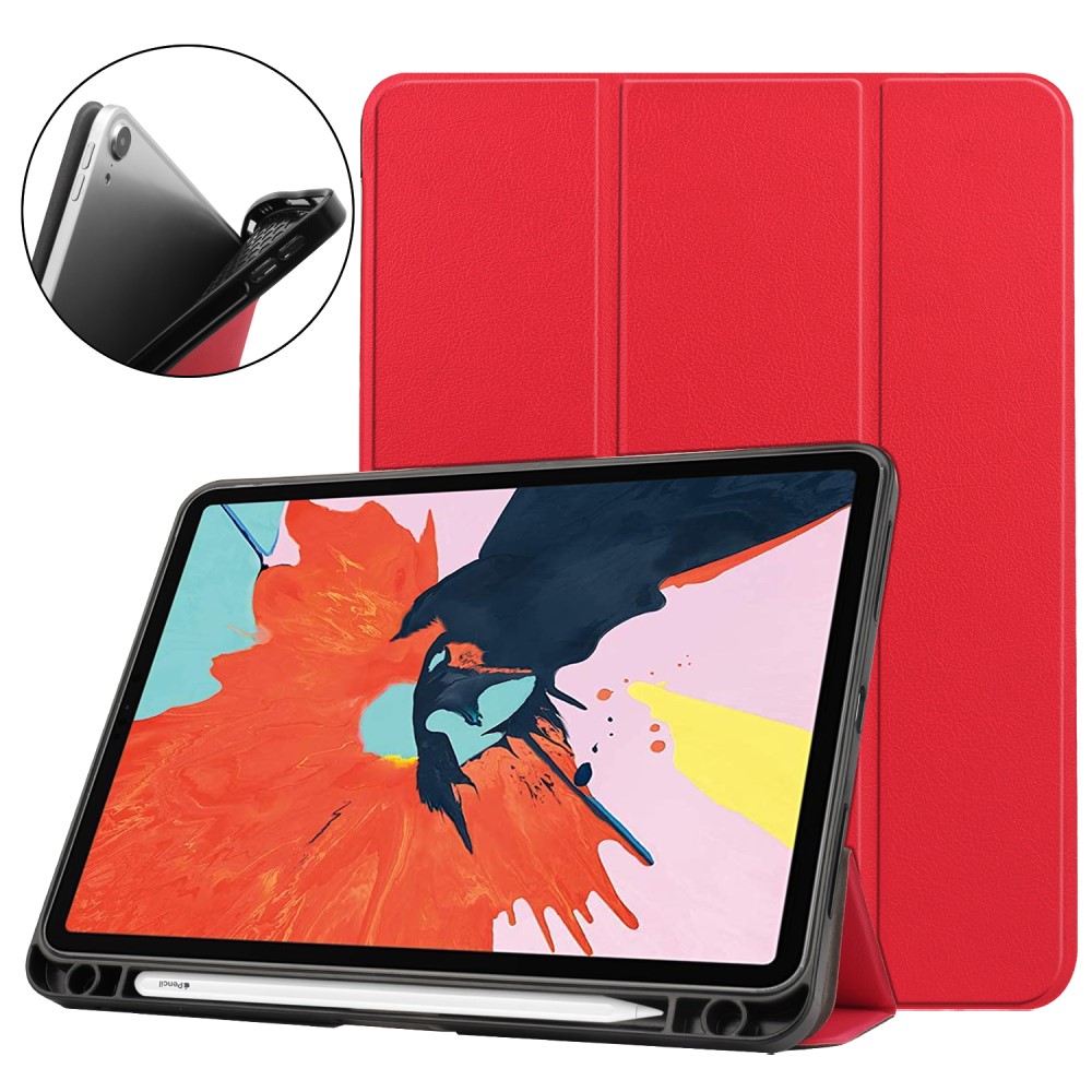  iPad Air 2026-2020 Fodral Tri-Fold Litchi Röd