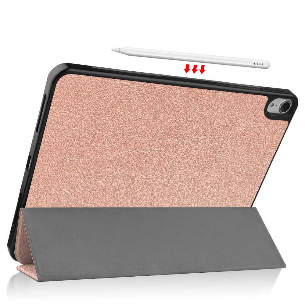  iPad Air 2026-2020 Fodral Tri-Fold Litchi Roséguld