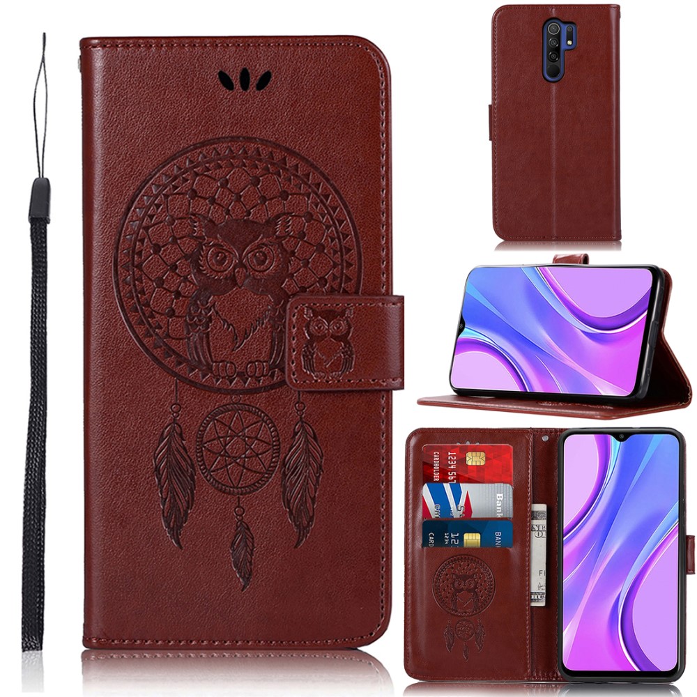  Xiaomi Redmi 9 - Dream Catcher Owl Fodral - Brun