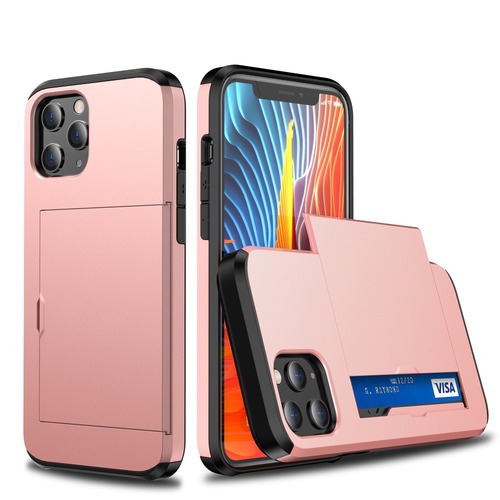  iPhone 12 / 12 Pro - Hybrid Skal Med Kortfack - Roséguld