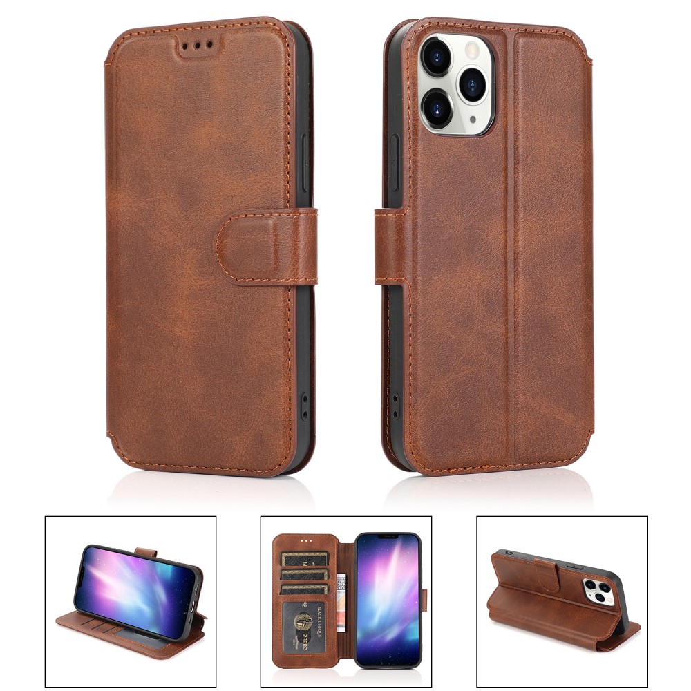  iPhone 12 / 12 Pro - Retro Plånboksfodral - Brun