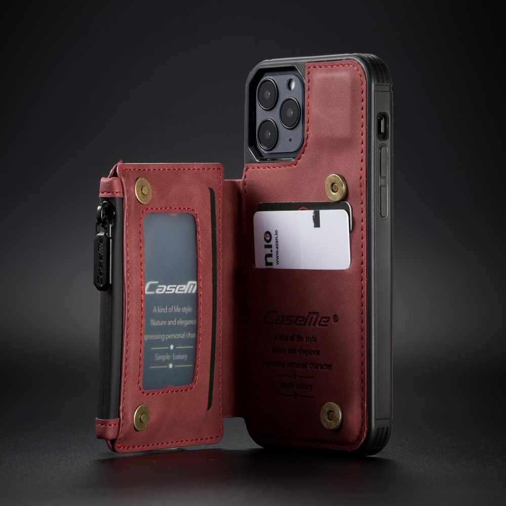 CASEME iPhone 12 / 12 Pro - CASEME Skal med Plånboksfunktion - Röd