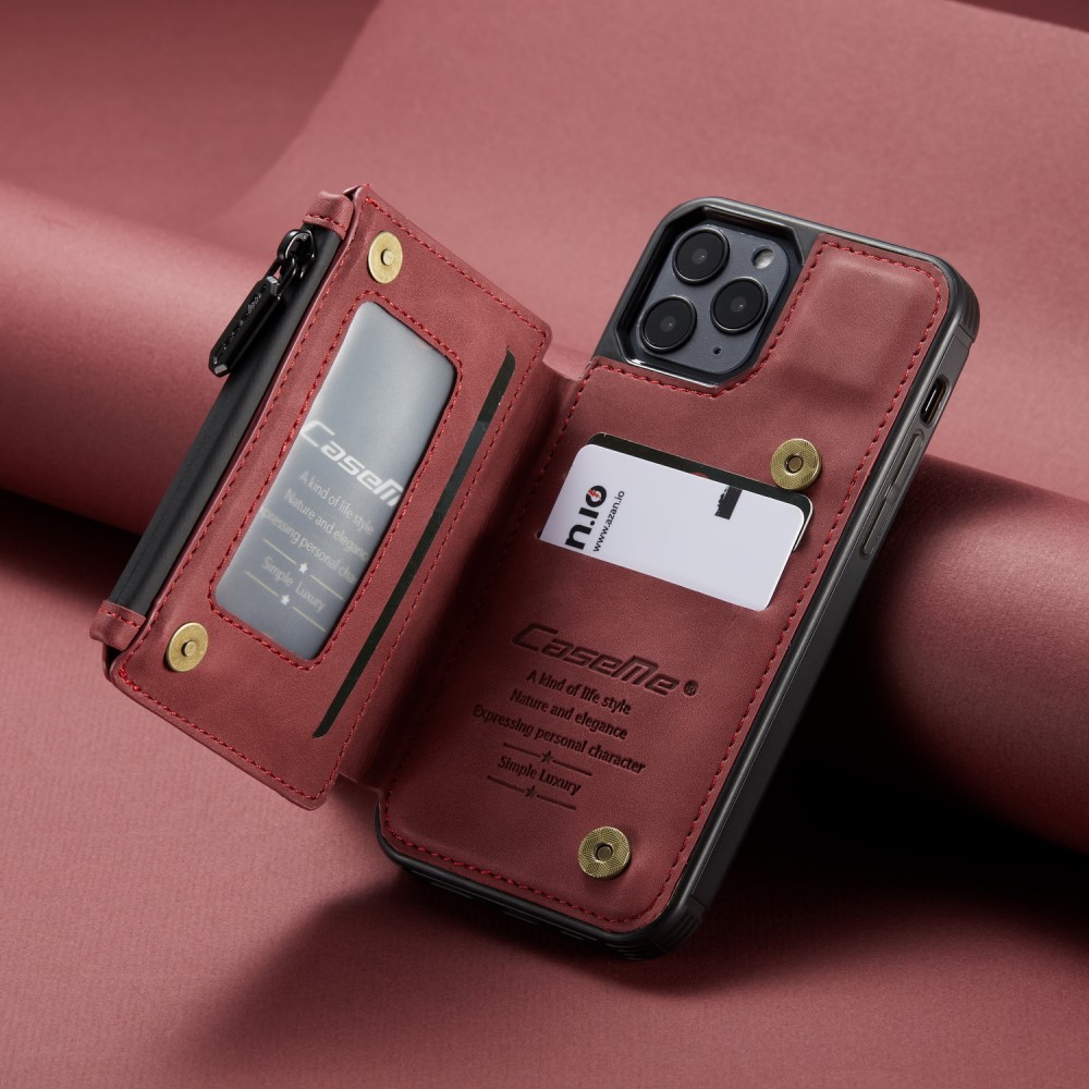 CASEME iPhone 12 / 12 Pro - CASEME Skal med Plånboksfunktion - Röd
