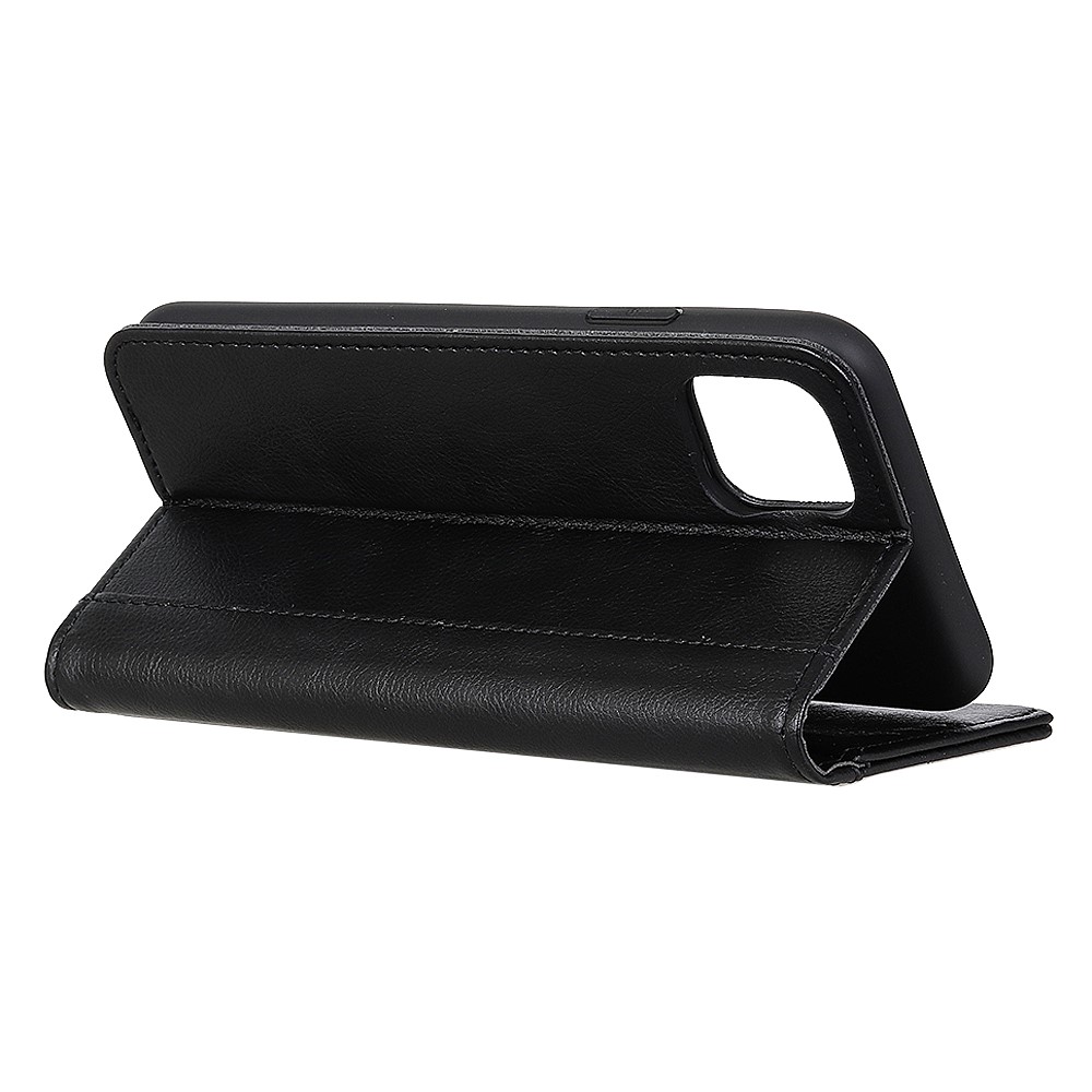  iPhone 12 Pro Max - Split Läder Litchi Fodral - Svart