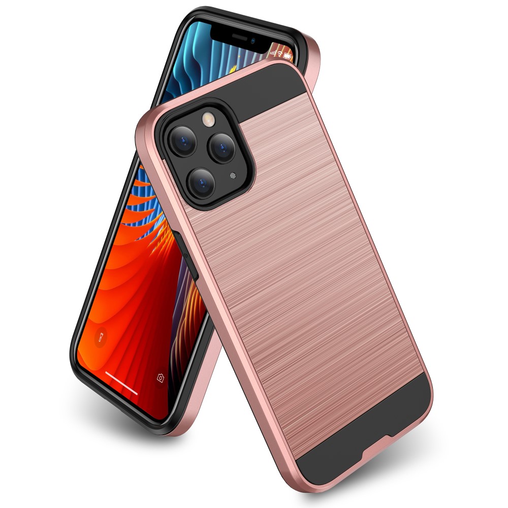  iPhone 12 Pro Max - Borstad Stål Textur Skal - Roséguld
