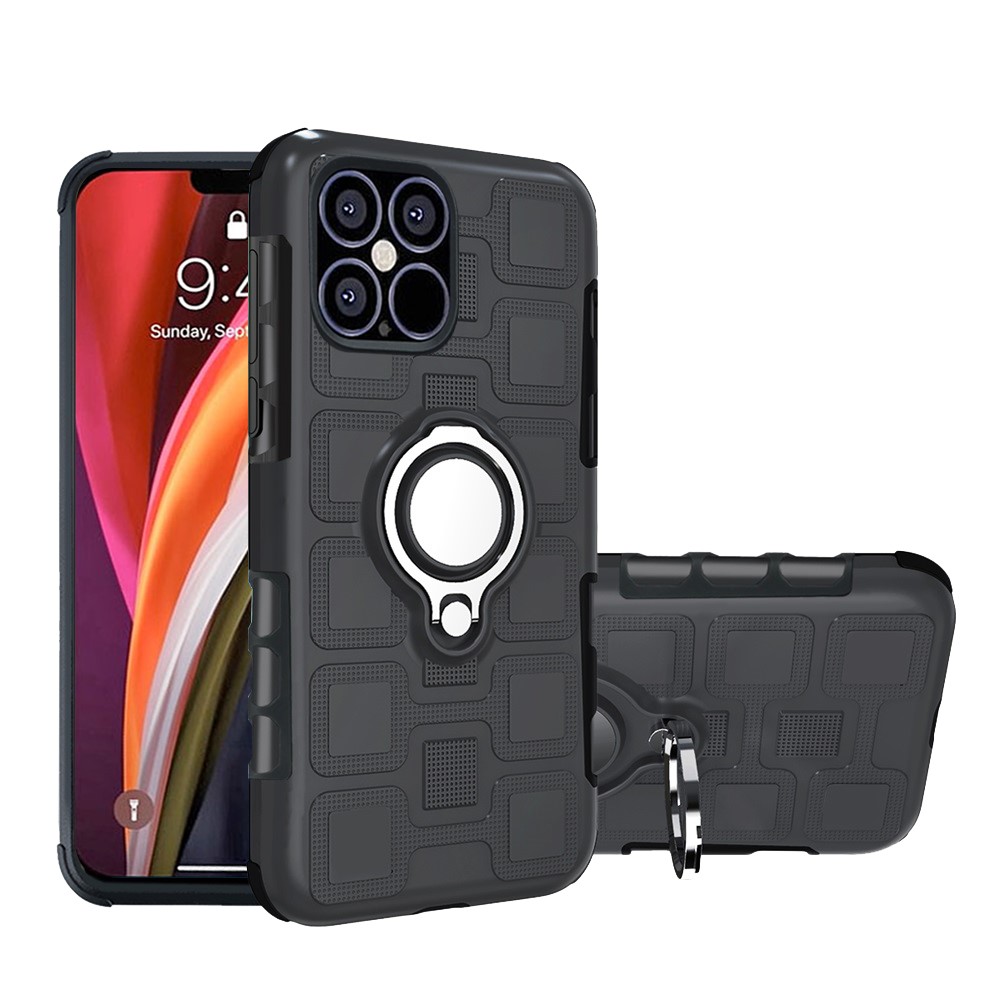  iPhone 12 Pro Max - Geometriskt Ring Skal - Svart