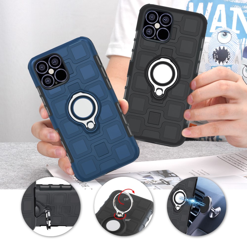  iPhone 12 Pro Max - Geometriskt Ring Skal - Svart
