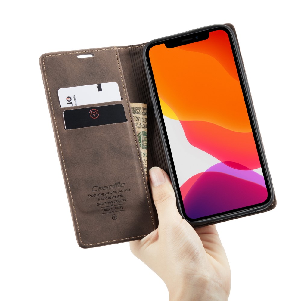 CASEME iPhone 12 Pro Max - CASEME Vintage Flip Fodral - Brun