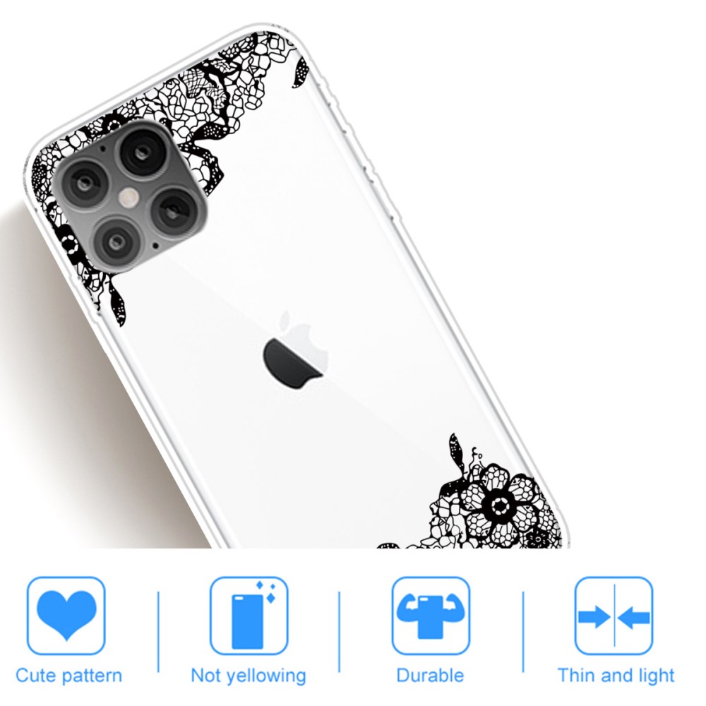  iPhone 12 Pro Max - Skal Med Tryck - Svart Lotus